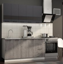 Кухня Астра 1,6м Графит софт/Дуб галиано (мрамор черный)