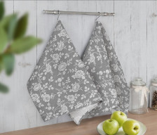 Полотенце кухонное рогожка с каймой Sonnet арт 22 Реверанс серый дым 45х60