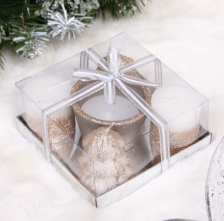 Свечи Новогодние Лесной микс 11,5х11,5х5 см шампань 221-126