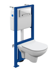 Система инсталляции Cersanit Link + унитаз подвесной CITY СO с сиденьем, кнопка ESTETIKA пластик  хром гянцевый