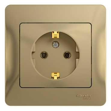 Розетка 1-м скрытой установки с заземлением Glossa GSL000443 титан