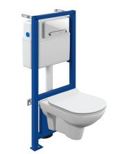 Система инсталляции Cersanit Link + унитаз подвесной CITY СO с сиденьем, кнопка ESTETIKA пластик  хром гянцевый