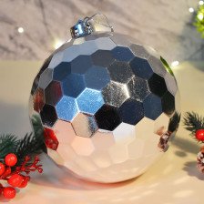 Украшение новогоднее Шар 15см Соты серебро G-176-3