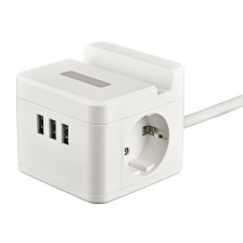 Удлинитель 2вх 1,5м с/з 3USB 16A Uniel S-GCD2-1,5SBUH Белый