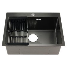 Мойка врезная 60х50 (0,8) h=200 графит 60503G Fabia Profi