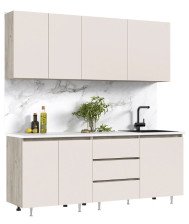 Кухня Челси 2,0м Компановка №2 Дуб крафт серый/Кашемир (антарес)