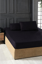 Простынь на резинке с наволочкой хлопок VAROL Размер: 160х200, 2 наволочки 50х70, Цвет: Черный