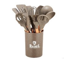 Набор кухонных принадлежностей 12 предметов коричневый мрамор R-18012