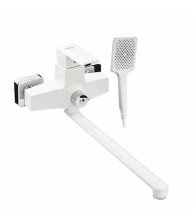 Смеситель для ванны однорычажный BRIMIX длинный излив, АБС-пластик белый/хром 5563