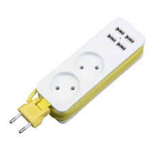 Удлинитель 2вх 1,5м б/з 4USB(2.1A) Uniel 10A S-CT2-1.5U Белый с салатовым