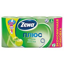 Бумага туалетная ЗЕВА 2-х слойная 8шт Яблоко
