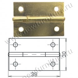 Петля карточная 36х23 латунь