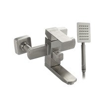 Смеситель для ванны однорычажный МАГНУС/MAGNUS 9226 короткий поворотный излив, нерж сталь/сатин