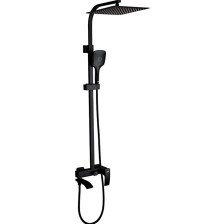 Стойка душевая GAPPO G2407-6 с тропическим душем, смесителем, черный