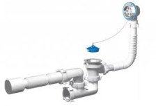 Сифон для ванны нерж выпуск с пробкой, гофрой АНИ Е255