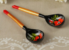 Ложка деревянная Чернушка 14,7х3,5 см микс хохлома 1000071