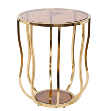 Стол журнальный стекло коричневое/золото d50х60см 13RXET4036-GOLD