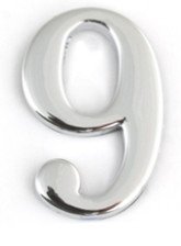 Цифра самоклеящаяся металл Apecs DN-01-9-Z-CR хром