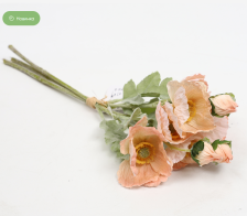 Букет искусственный Маки 3 стебля 35 см персиковый