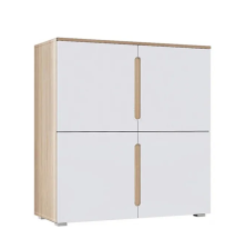 Тумба Ким 4-створчатая Белый глянец/сонома