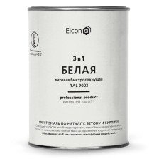 Грунт-эмаль 3 в 1 по ржавчине матовая белая RAL 9003 (0,8 кг) Elcon