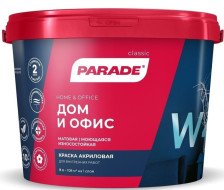 Краска для стен и потолка ДОМ&ОФИС W4 белая матовая C (9л) Parade