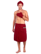Набор для сауны махровый мужской ДМ бордовый