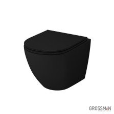 Унитаз подвесной GR-4455BMS Colour черный матовый, безободковый с сиденьем (490х370х360)