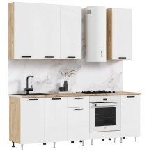Кухня Рио Нью 2,2/900м Белый глянец/Дуб крафт (дуб вотан)