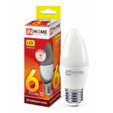 Лампа светодиодная Е27 6W/3000 свеча IN HOME
