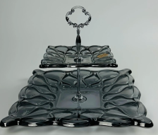 Фруктовница 2-ярусная LENARDI стекло, серый 588-724