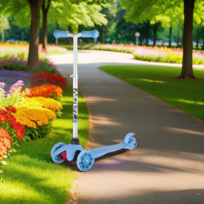 Самокат Novatrack Disco-kids Basic для детей, светящиеся колеса PU передние120мм, заднее 80 мм