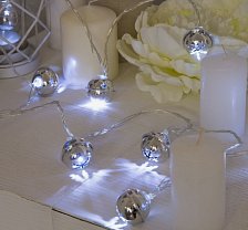 Гирлянда "НИТЬ"  4м с насадками "Погремушка" 2см  Нить Силикон LED-20-220V 8р БЕЛЫЙ 2388702