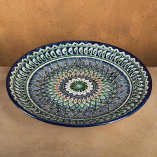 Ляган 41 см Риштанская Керамика Узоры синий микс 7003803