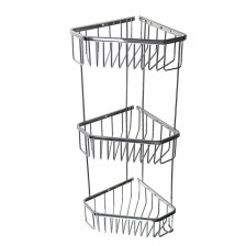 Полка нерж сталь САНАКС угловая пятиугольная 3-ярусная 22см хром 75045