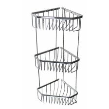 Полка нерж сталь САНАКС угловая пятиугольная 3-ярусная 22см хром 75045