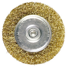 Щетка-крацовка дисковая 60мм витая латунированная проволока со шпилькой MATRIX 74446