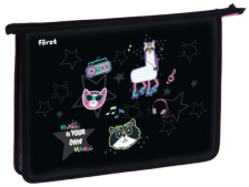 Папка для тетрадей 1 отд А4 Disco Lama пластик, на молнии