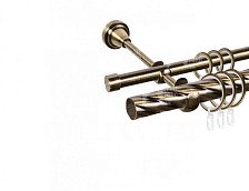 Карниз металлический Grace 2-рядный D25/16 (труба крученая/гладкая) Антик 2,4м