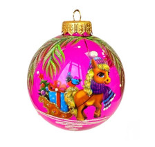 Украшение новогоднее Шар 8см Лошадка белогривая КУ-80-254019