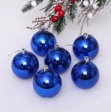 Набор украшений новогодних Шар 6см 6шт Глянец синий 201-1709