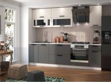 Кухня Монако 2,0м Компановка №2 Белый снег софт/Графит софт (антарес)