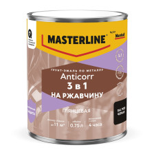 Грунт-эмаль 3 в 1 Anticorr черная RAL 9005 (0,75л) MASTERLINE
