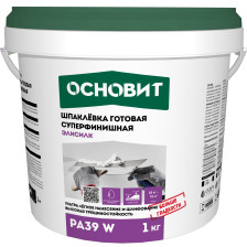 Шпатлевка готовая суперфинишная Элисилк РА39 W (1кг) Основит 