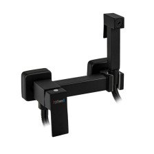 Смеситель для биде GFmark 20485 с гигиенической лейкой и шлангом, нержавеющая сталь/черный