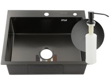 Мойка врезная 60х50 (0,8) h=200 графит декор 60503DG Fabia Profi