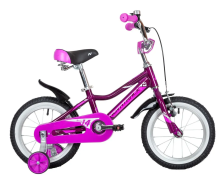 Велосипед NOVATRACK 14" NOVARA алюминий, фиолетовый, передний ручной, задний ножной тормоз, короткие крылья, полная защита цепи