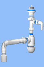 Сифон бутылочный 1 1/2х40 с нержавеющим выпуском, отводом, переливом, гофрой 40х50 АНИ С 03.10