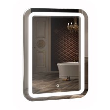 Зеркало Мальта-3 550х800 подогрев, часы с LED-подсветкой, сенсорное