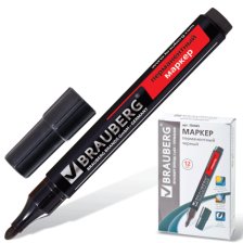 Маркер перманентный нестираемый 3 мм Brauberg Classic круглый черный без клипа